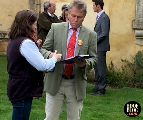 Jim Blurton judging hooves at Badminton Horse Trials for Farriers Prize