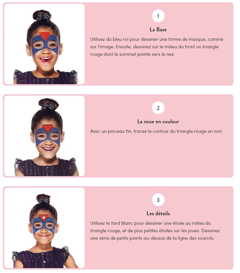 site qui vous aideront   maquiller les enfants Ces guides de maquillages vous faciliteront la vie Voici par exemple celui du masque de super héros