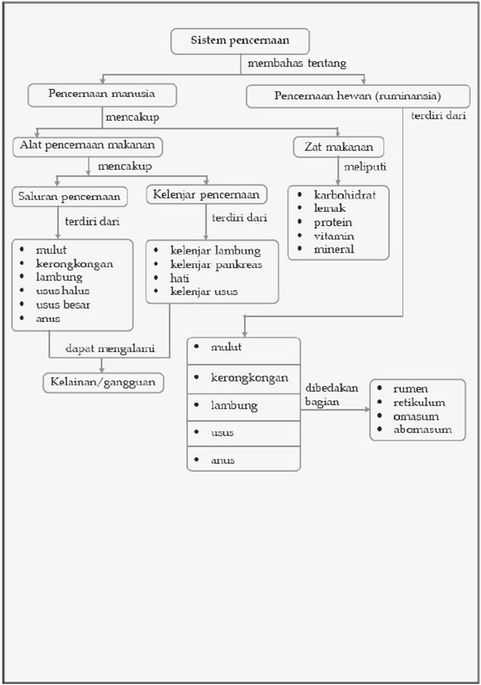  Peta konsep Sistem Pencernaan  Pustaka Pandani