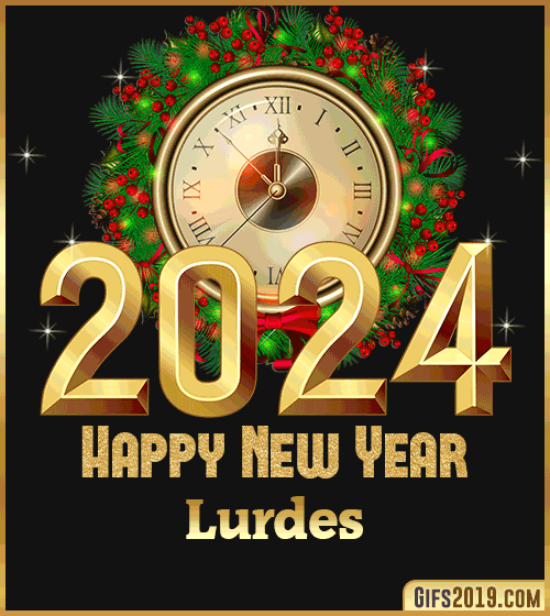 Gif wishes Happy New Year 2024 Lurdes