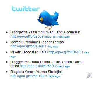 Blogunuzda son tweetleri gösterme