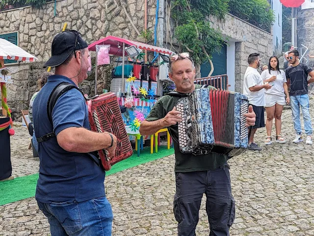Accordion players at the cherry festival in Alcongosta in Central Portugal