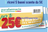 Logo Fai la spesa da Conad o Parafarmacia Conad : ricevi 5 buoni da 5€ cumulabili (25€ in buoni spesa)