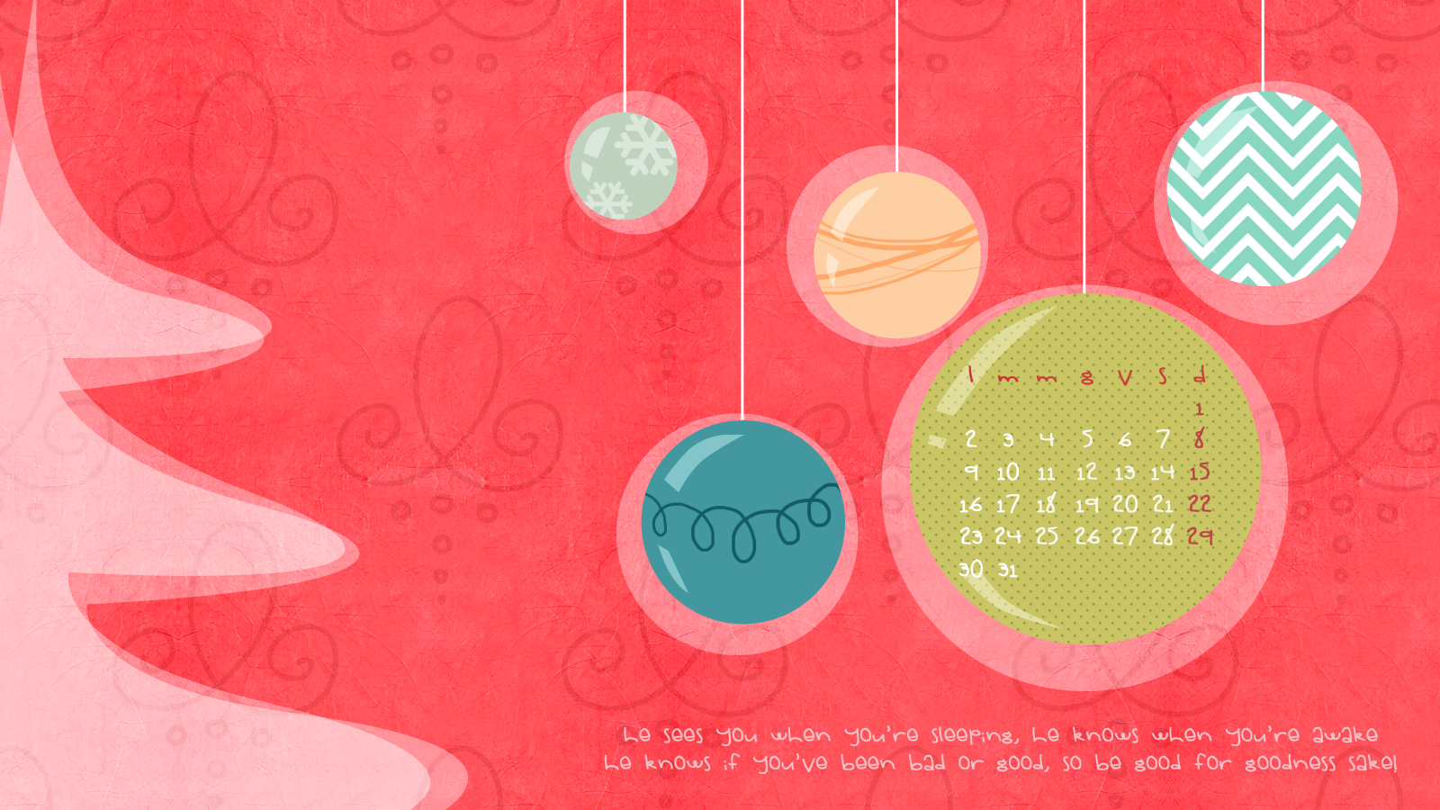 Free download: sfondo desktop dicembre con calendario