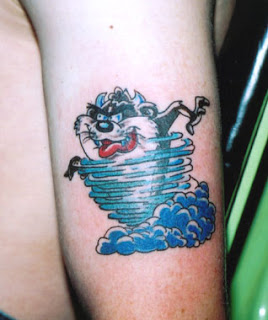 Animated Tasmanian Devil Taz Tattoo on Arms