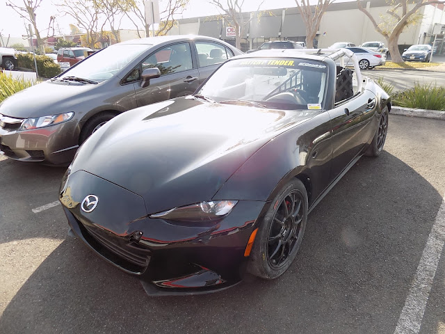 Cobbled together Mazda Miata Race Car after body repairs & paint at Almost Everything Auto Body.