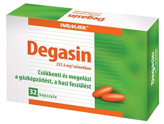 Walmark Degasin nevű puffadáscsökkentő termék dobozának képe.