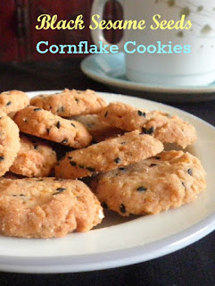 Black Sesame Seeds Cornflakes Cookies @ treatntrick.blogspot.com