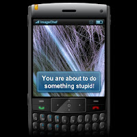 cell phone with message: you are about to do something stupid alert