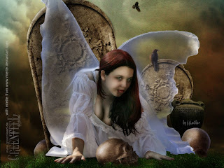 Gothic Angel On Cemetery HD Wallpaper
