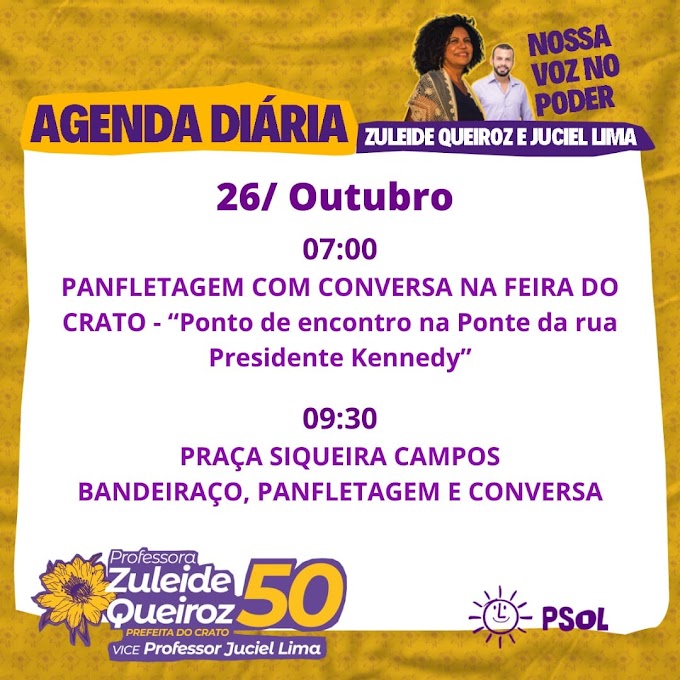Agenda dos candidatos a prefeito de Crato, Juazeiro do Norte e Barbalha