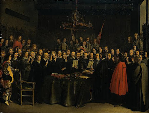 Paz de Westfalia 1648. Ratificación del tratado. Autor Gerard ter Borch, Rijksmuseum, Amsterdam.