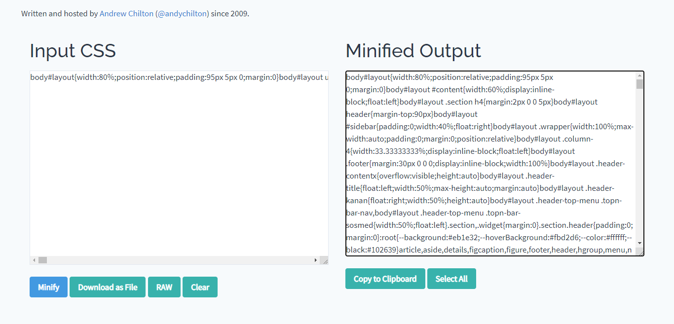 How to minify the css