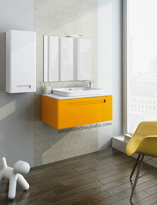 mueble amarillo baño