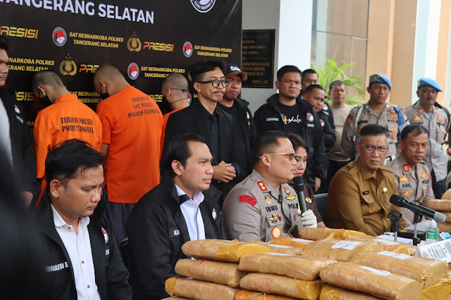 Polres Tangerang Selatan Ungkap Peredaran Narkotika Jenis Ganja Sebanyak 140,4 Kg