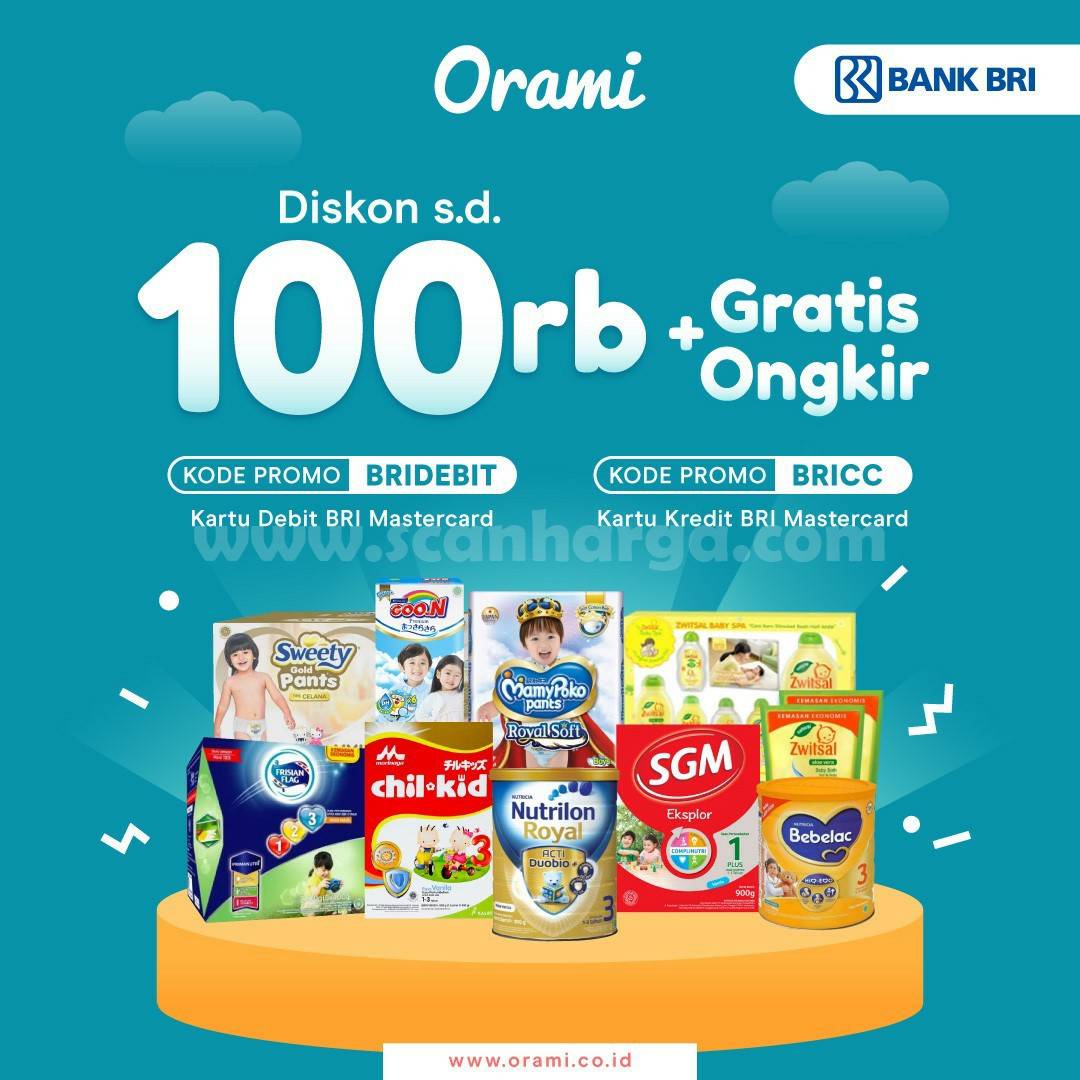 Promo Orami Diskon Rp 100.000 + Gratis Ongkir dengan Kartu Kredit BRI