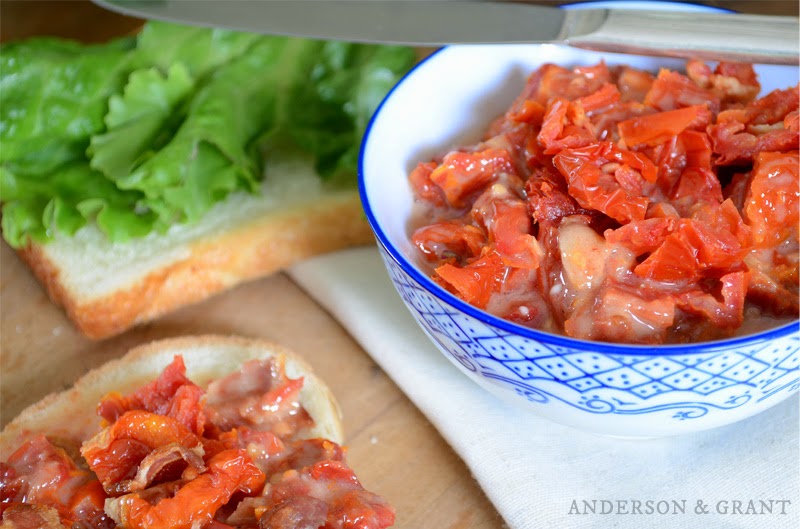 Ingredients for sun-dried tomato and bacon sandwich