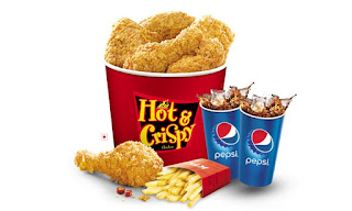 KFC 6 pcs Hot & Crispy Chicken Bucket, Fries & Pepsi at Rs.444 - Nearbuy