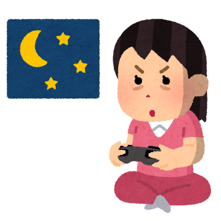 徹夜でゲームをする人のイラスト 女性 かわいいフリー素材集 いらすとや