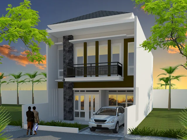 Desain Gambar Rumah untuk 2 Lantai Lebar 8 Meter