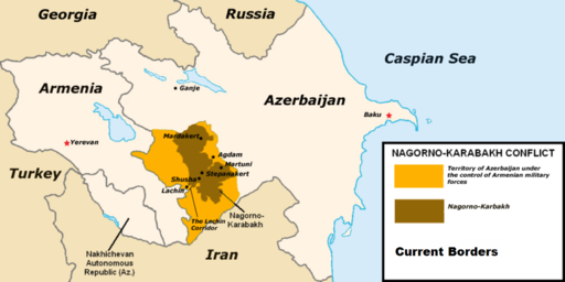 Armenia and Azerbaijan In map