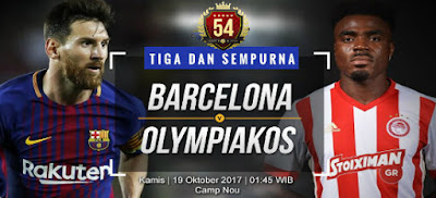 Prediksi Bola Jitu Barcelona vs Olympiakos 19 Oktober 2017