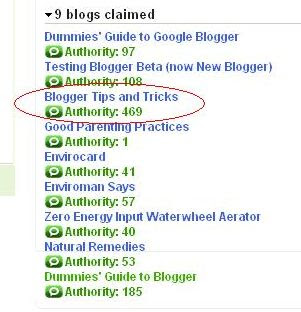 blogs claimed in Technorati and their ranking