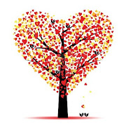 Happy Valentine's Day! (valentine tree with hearts leaves and birds)