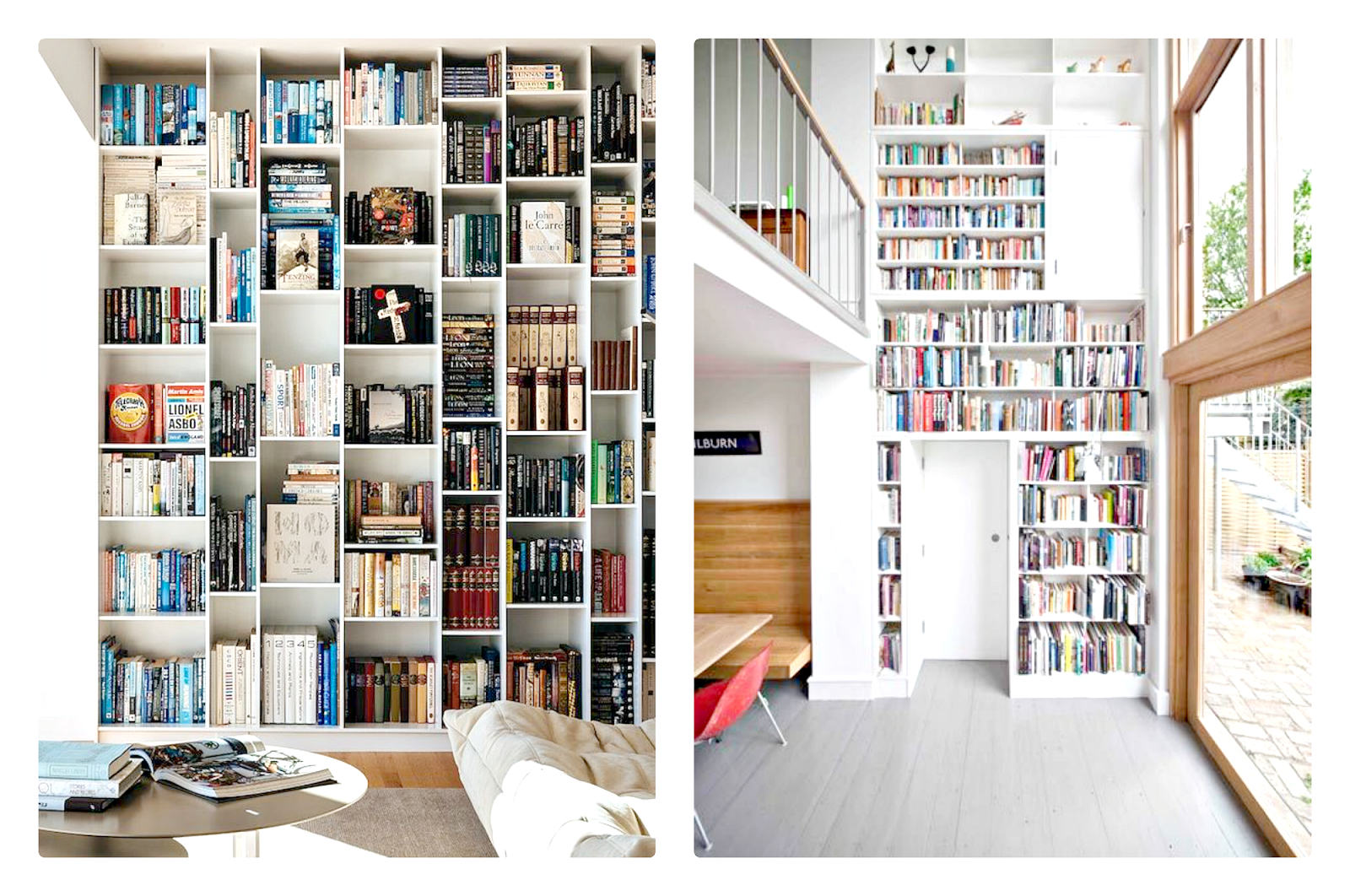 many bookshelves
