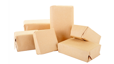 packages all wrapped in reusable brown paper