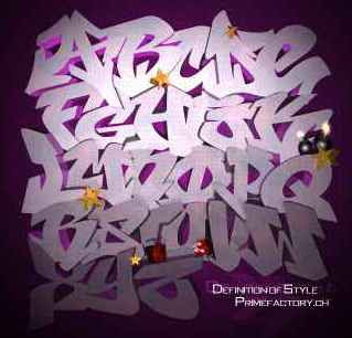 Purple Graffiti 3D Alphabet