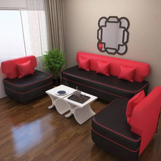 3 piece red living room set