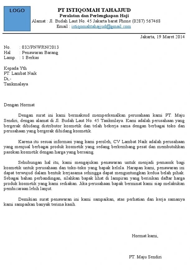 24 Contoh Surat Penawaran Barang Jasa Dan Kerjasama Terupdate