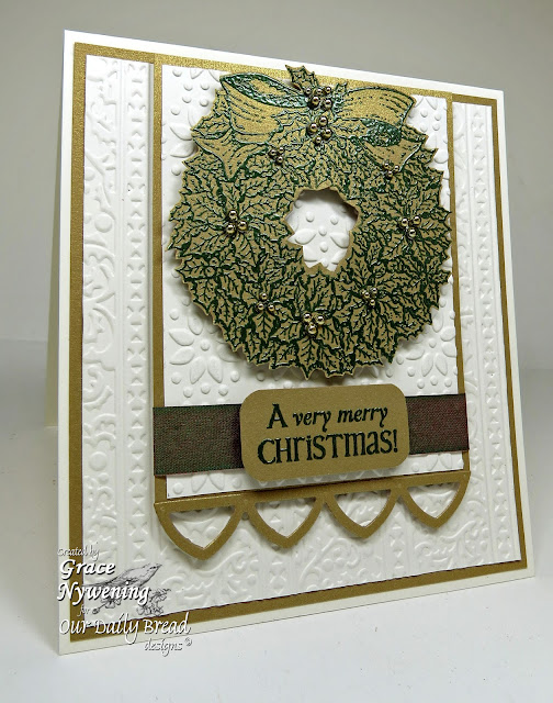 ODBD stamps, Jingle Bells, Holly Wreath, ODBD Custom Cathedral Window and Border Die, Grace Nywening designer