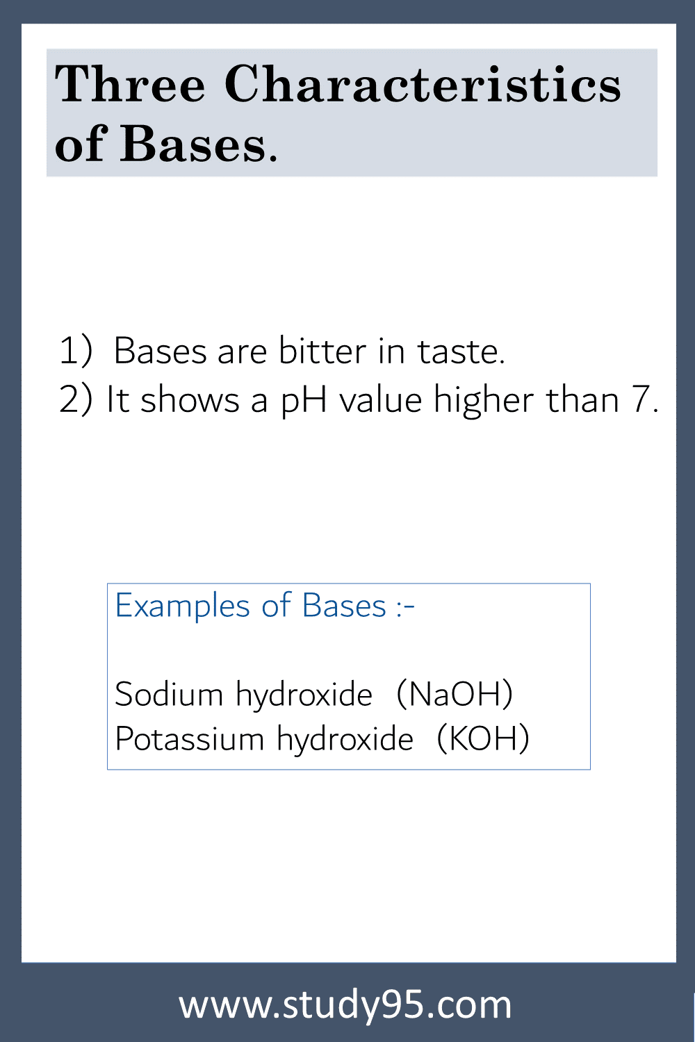 Characteristics of Bases