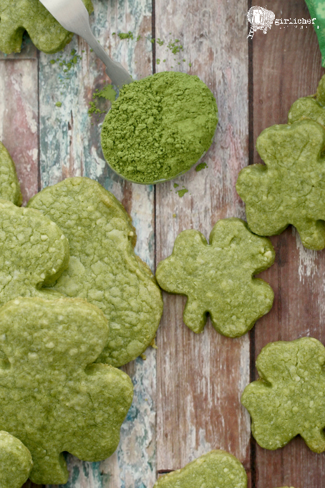 Matcha Shamrock Shortbread Cookies