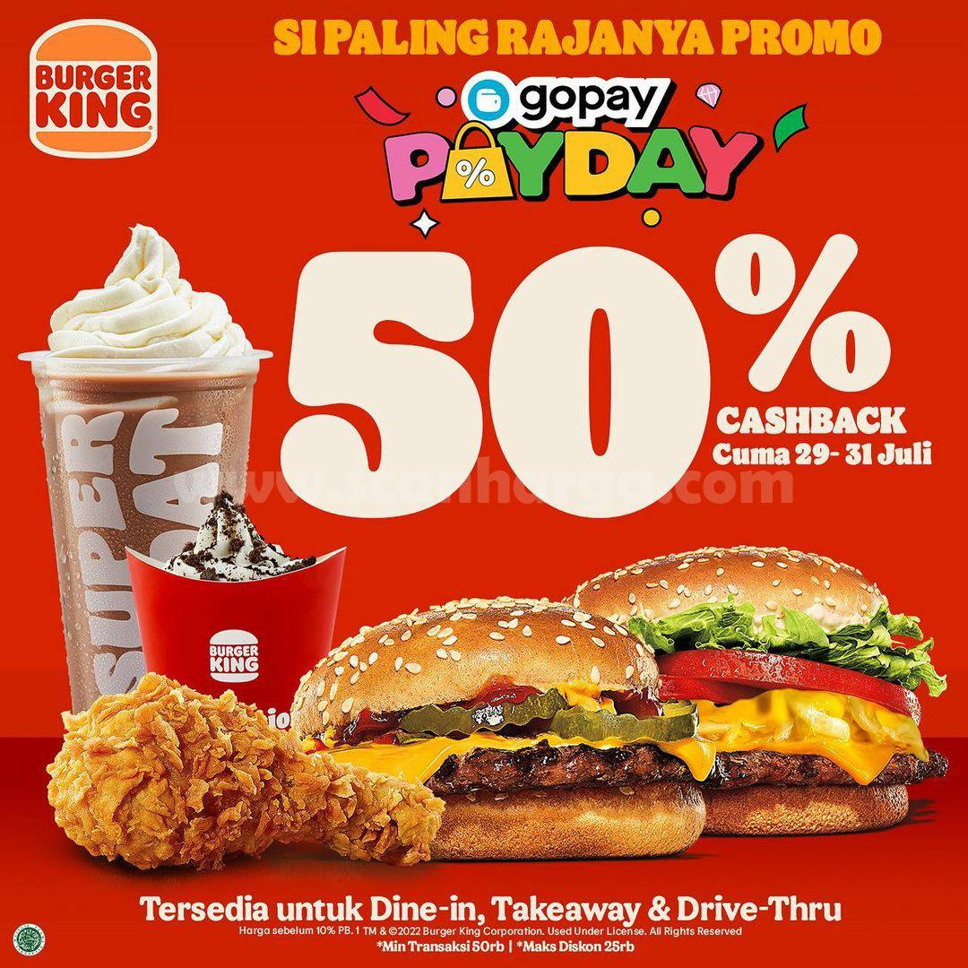 Promo BURGER KING GOPAY PAYDAY – Cashback hingga 50%