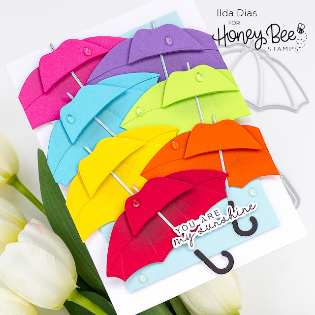 European Inspired ,Umbrella, Canopy, Card, Honey Bee Stamps, how to, hand made card, Stamps, stamping, die cutting, card making, ilovedoingallthingscrafty, Lovely Layers: April Showers, rainbow