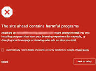Google warning users about deceptive buttons
