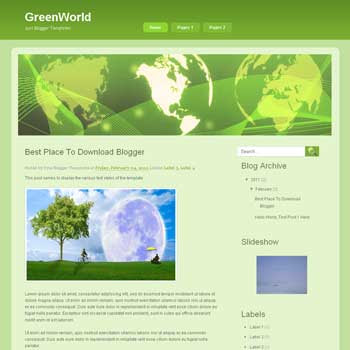 GreenWorld blogger template. blogger template from wordpress theme