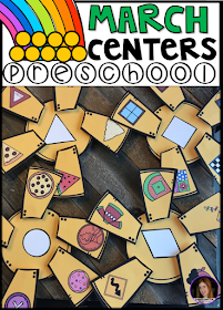 Are you looking for fun and simple thematic centers that you can prep quickly for your preschool classroom?  Preschool March Centers was created for children ages 4-6 and mature 3 year-olds (looking for a challenge).  