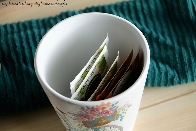 Tea bags inside of tea bag holder pot