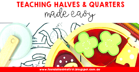 Teaching halves and quarters for early years maths students. Easy fractions lessons for primary school children. 