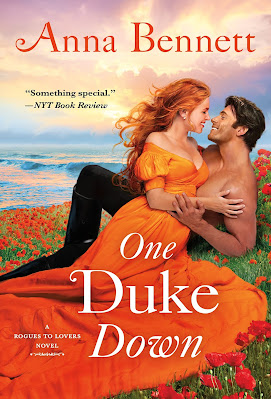 book cover of Regency romance novel One Duke Down by Anna Bennett