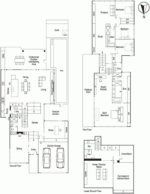 Floor plan of ground floor in dream home in Melbourne