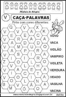 Atividades de alfabetização,caça-palavras