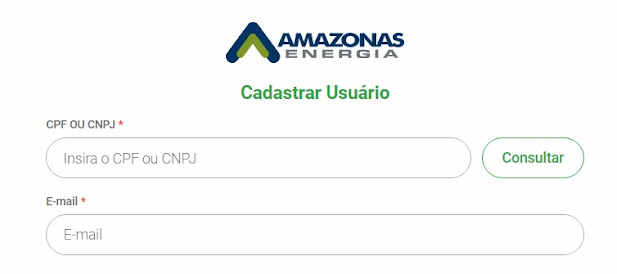 Pagina de cadastro para obter a Amazonas Energia 2 via fatura