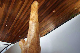 tree trunk supporting ceiling