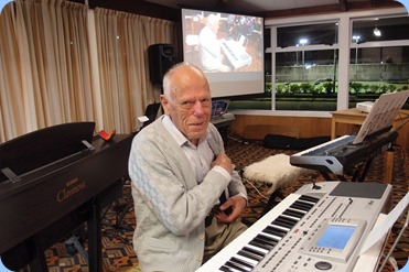 Ron Clingin playing his Korg Pa80. Photo courtesy of Dennis Lyons.