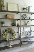 wood and iron bookshelves